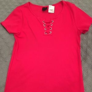 Rafaella Hot Pink lace front T- Shirt